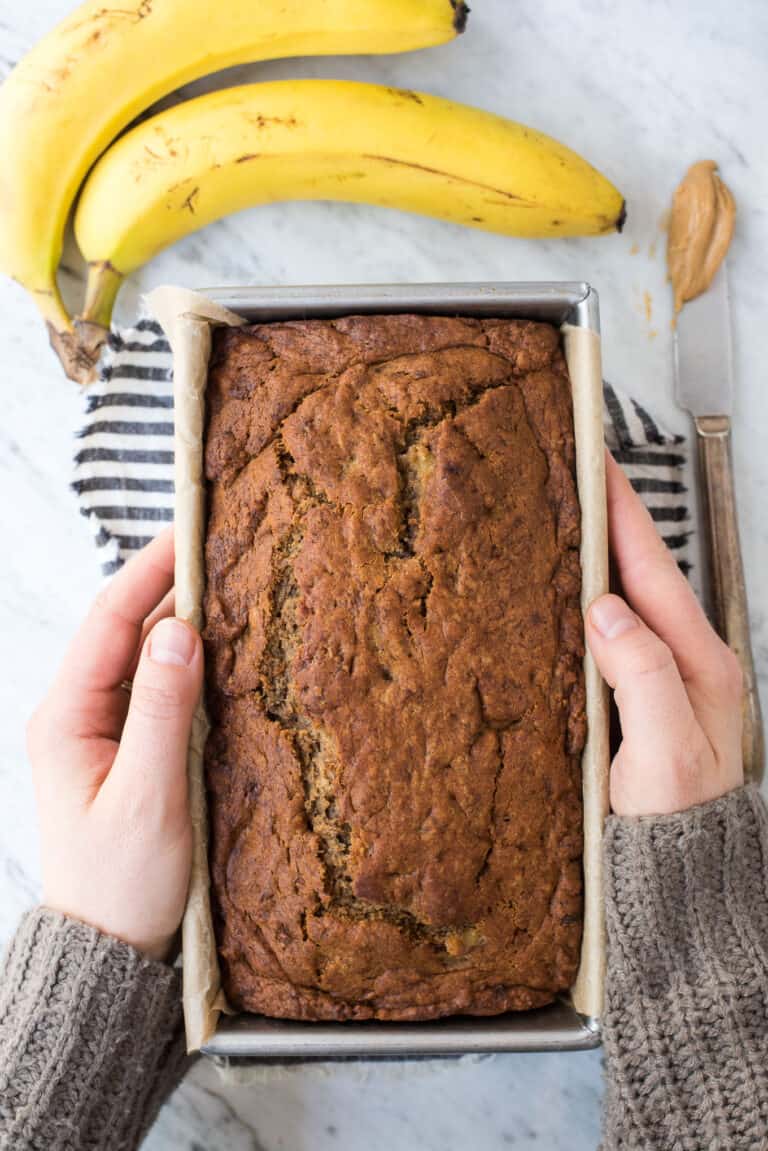 Banana Bread with Peanut Butter 10 ingredients and 10 minutes to prep!