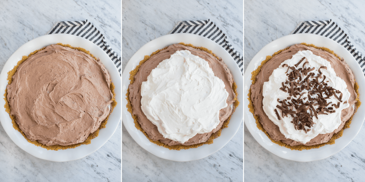 how to assemble chocolate pudding pie collage