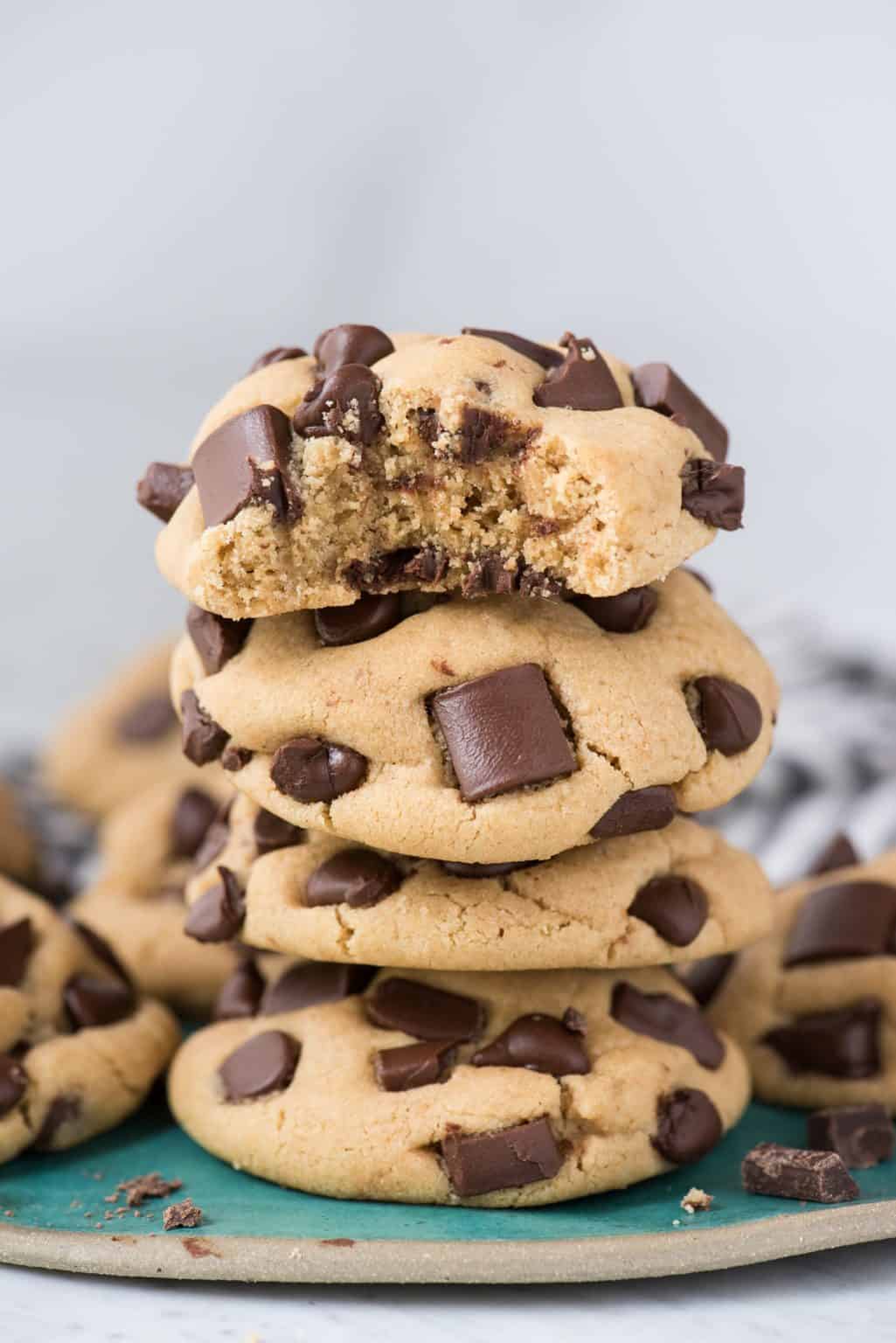 Peanut Butter Chocolate Chip Cookies - 11 ingredients and no chilling!
