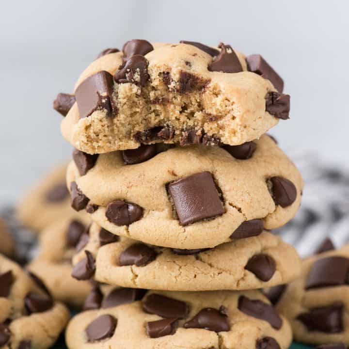 Peanut Butter Chocolate Chip Cookies - 11 ingredients and no chilling!