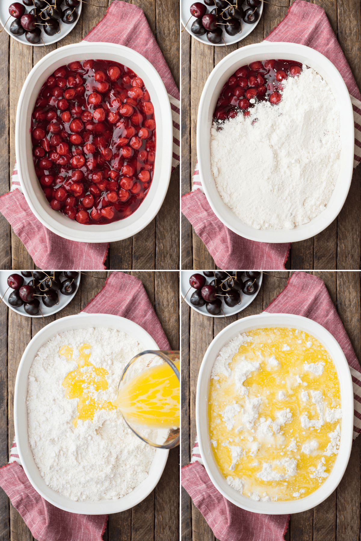 how to make cherry dump cake collage