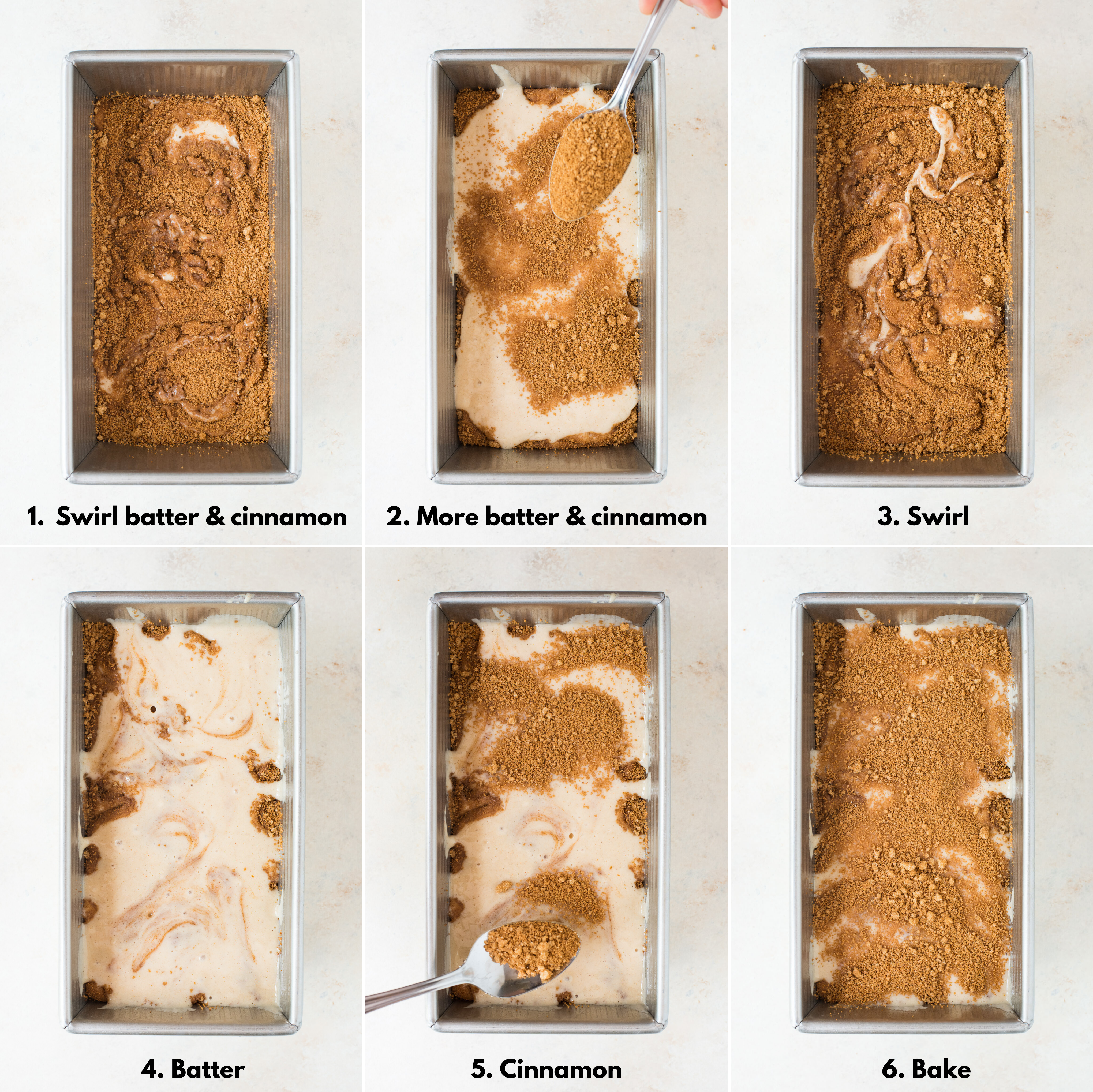 how to swirl cinnamon roll bread collage