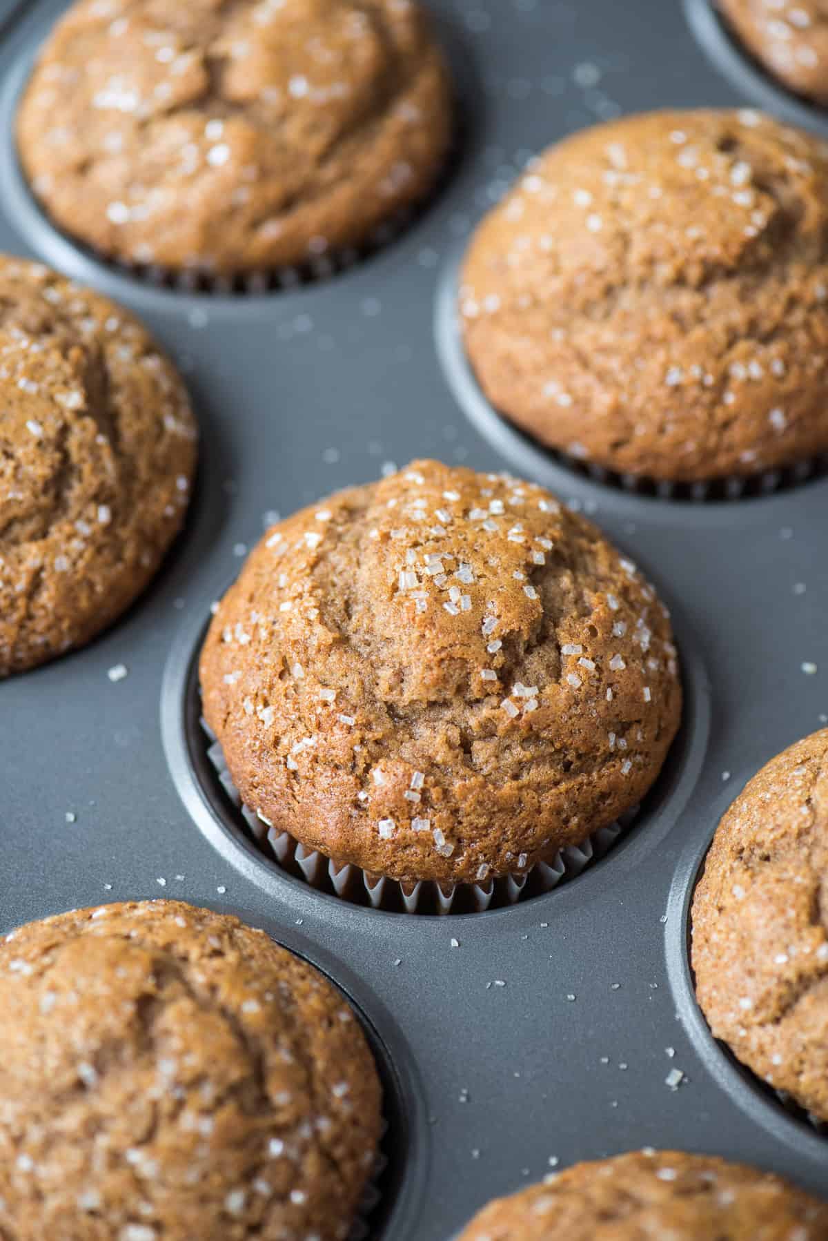 applesauce muffins in metal muffin pan