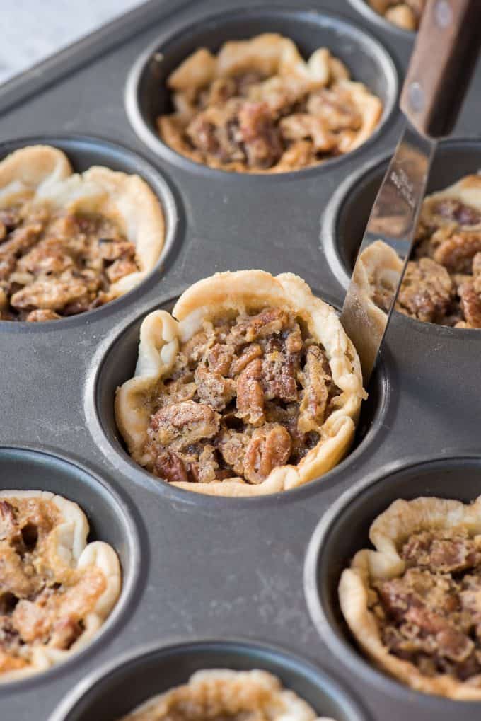 Mini Pecan Pies - no corn syrup, real maple syrup and 8 ingredients!