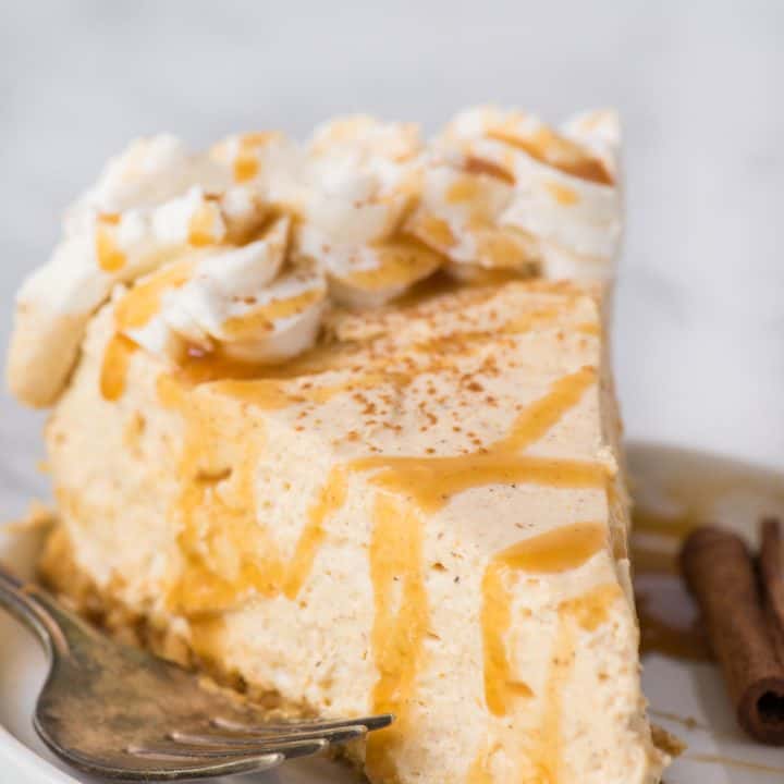 No Bake Pumpkin Cheesecake - thick, fluffy and fool proof!