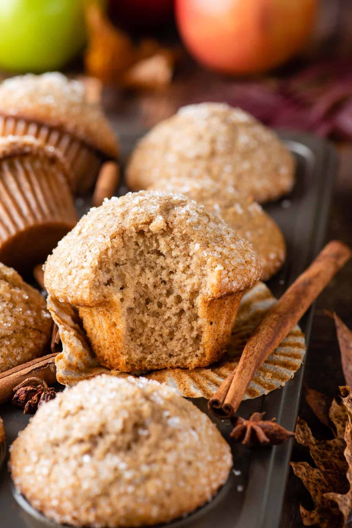 muffins displayed in metal muffin pan