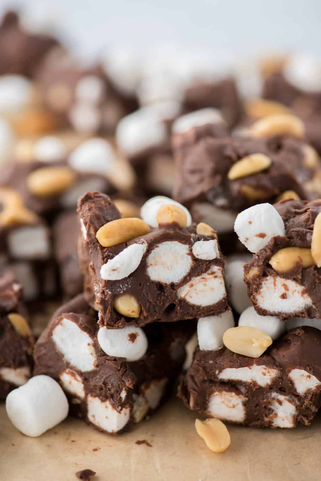 Rocky Road Fudge - easy fudge in the microwave!