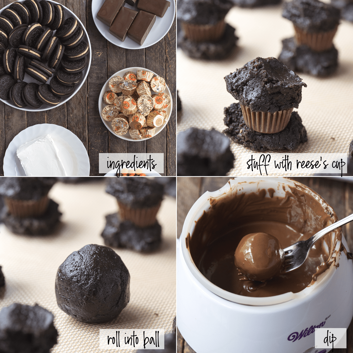 how to make oreo balls collage with text overlay