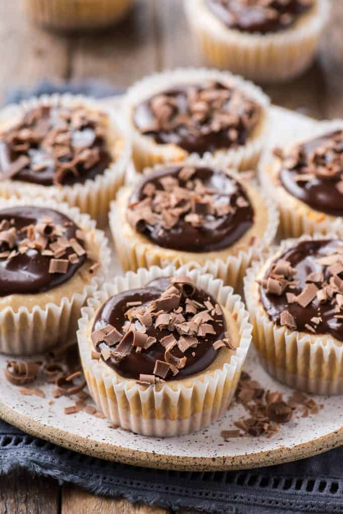 Mini Peanut Butter Cheesecakes - 7 ingredients, make in muffin pan!