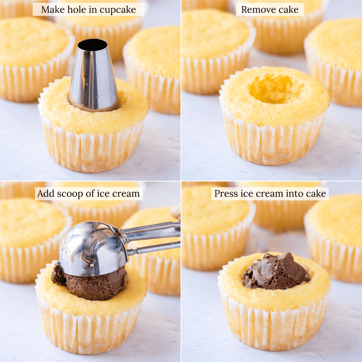 how to make a hole in a cupcake collage