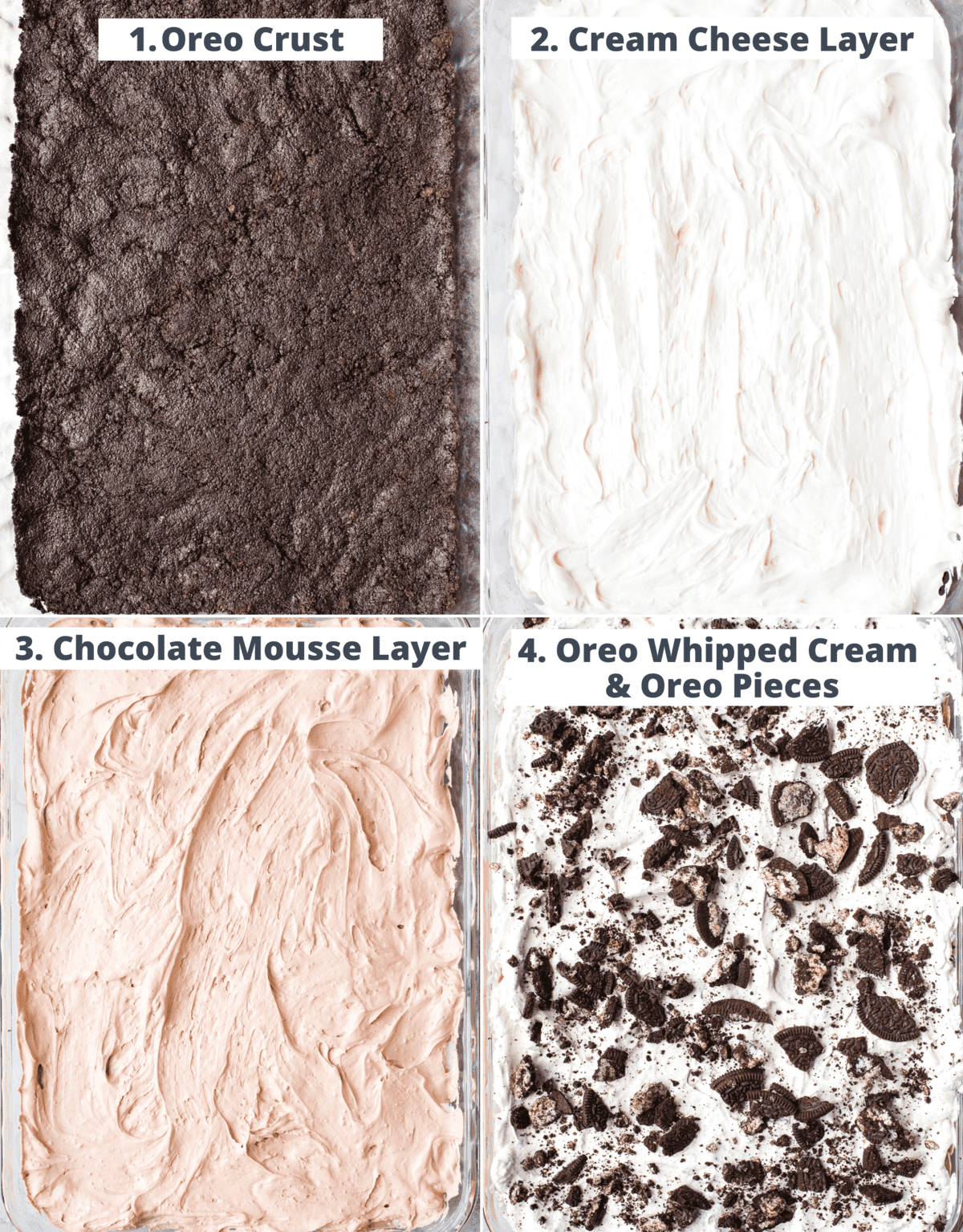 how to assemble oreo dessert layers collage