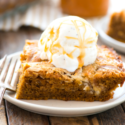 Pumpkin Earthquake Cake - frosting bakes inside this pumpkin cake!