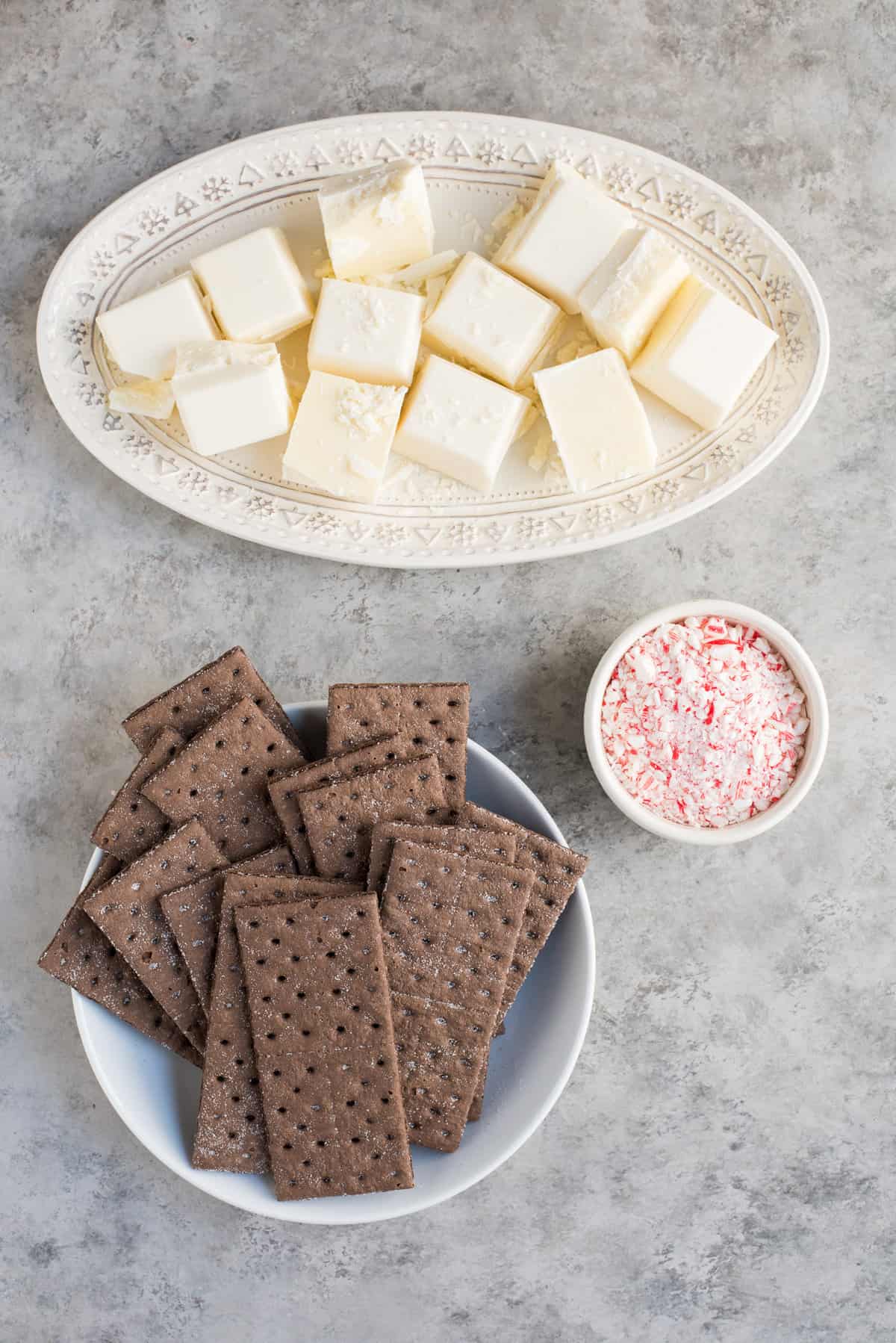 ingredients to make chocolate peppermint bark