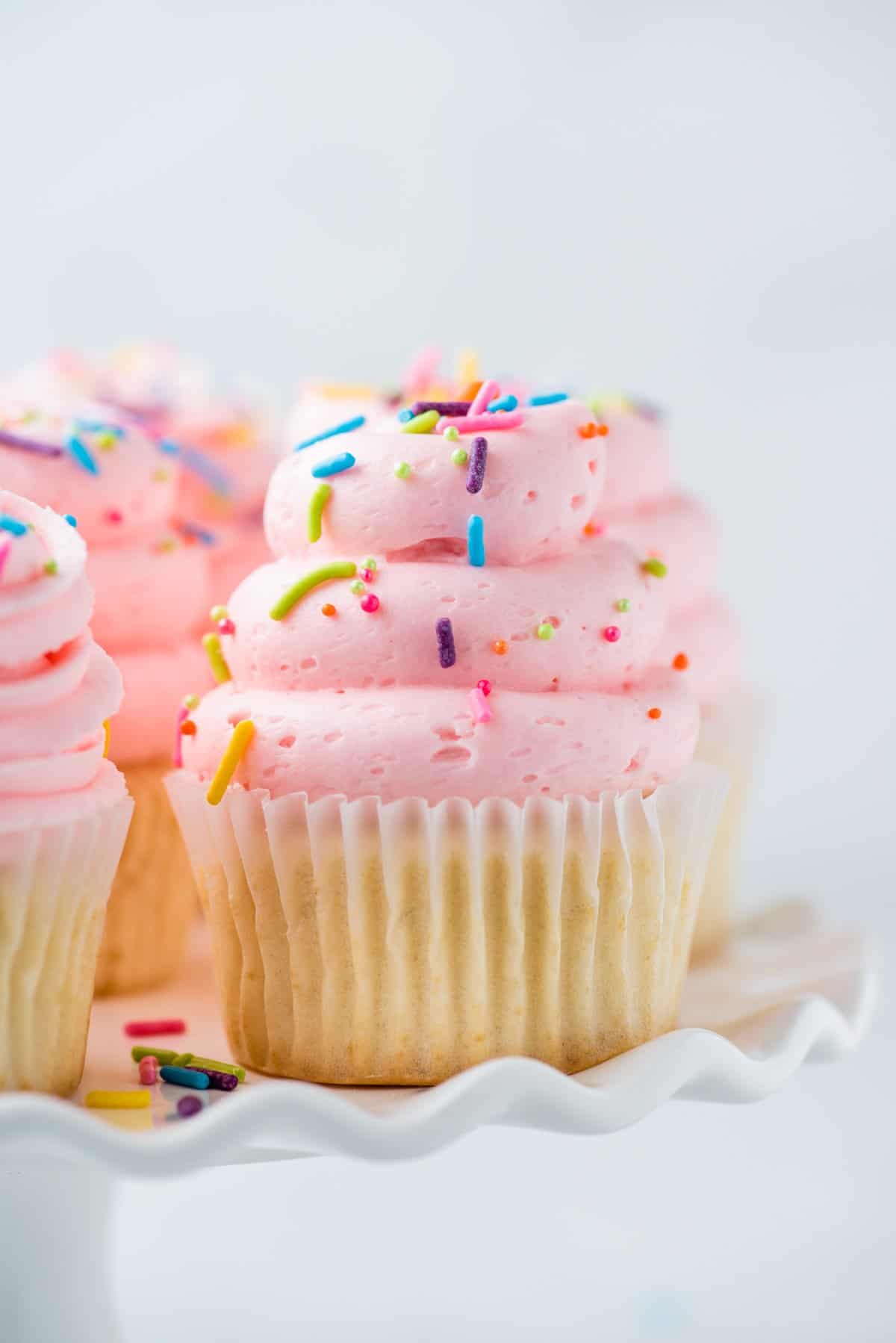 Gluten-free cupcake on cake stand
