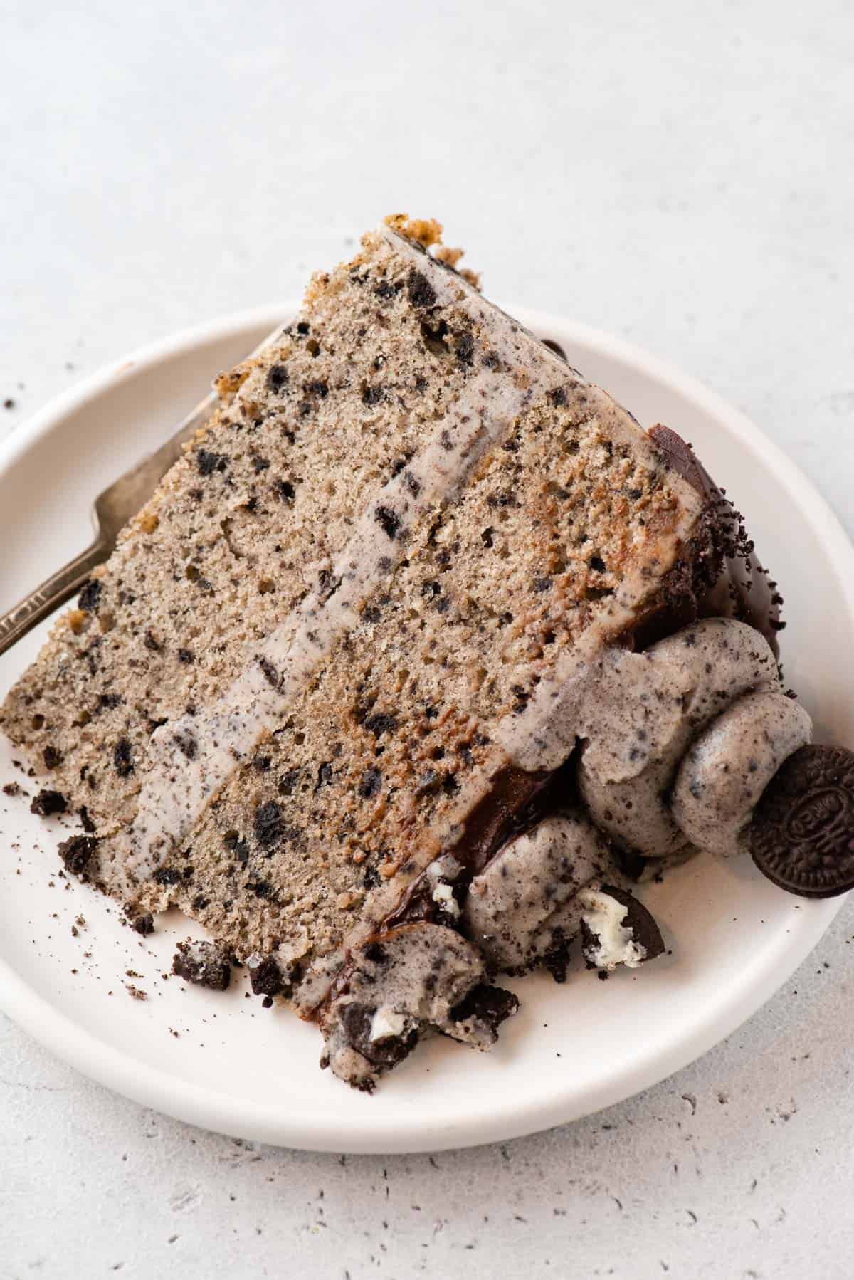Slice of cake with Oreo frosting
