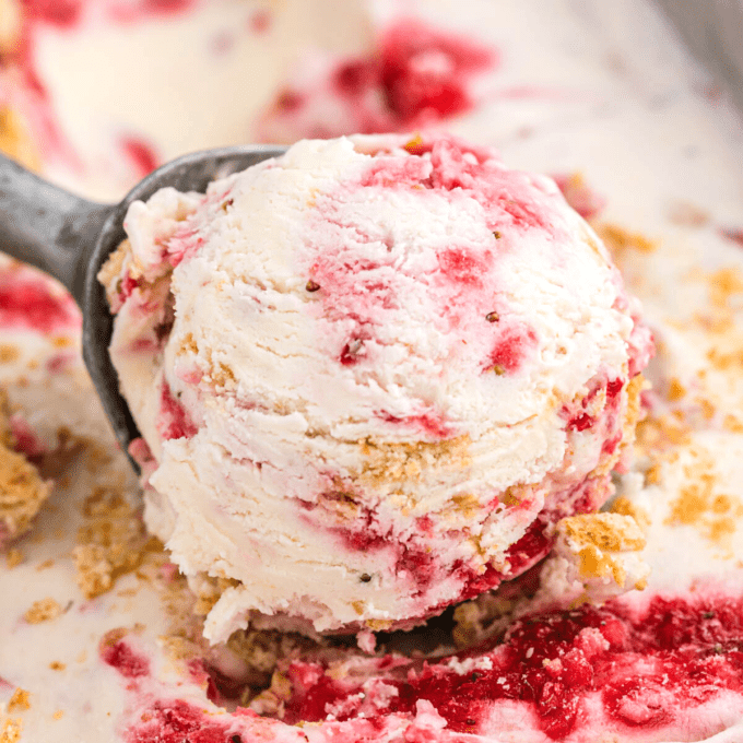 No Churn Strawberry Cheesecake Ice Cream - The First Year