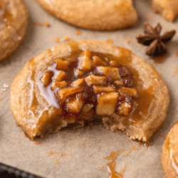 Closeup of bitten apple pie cookie