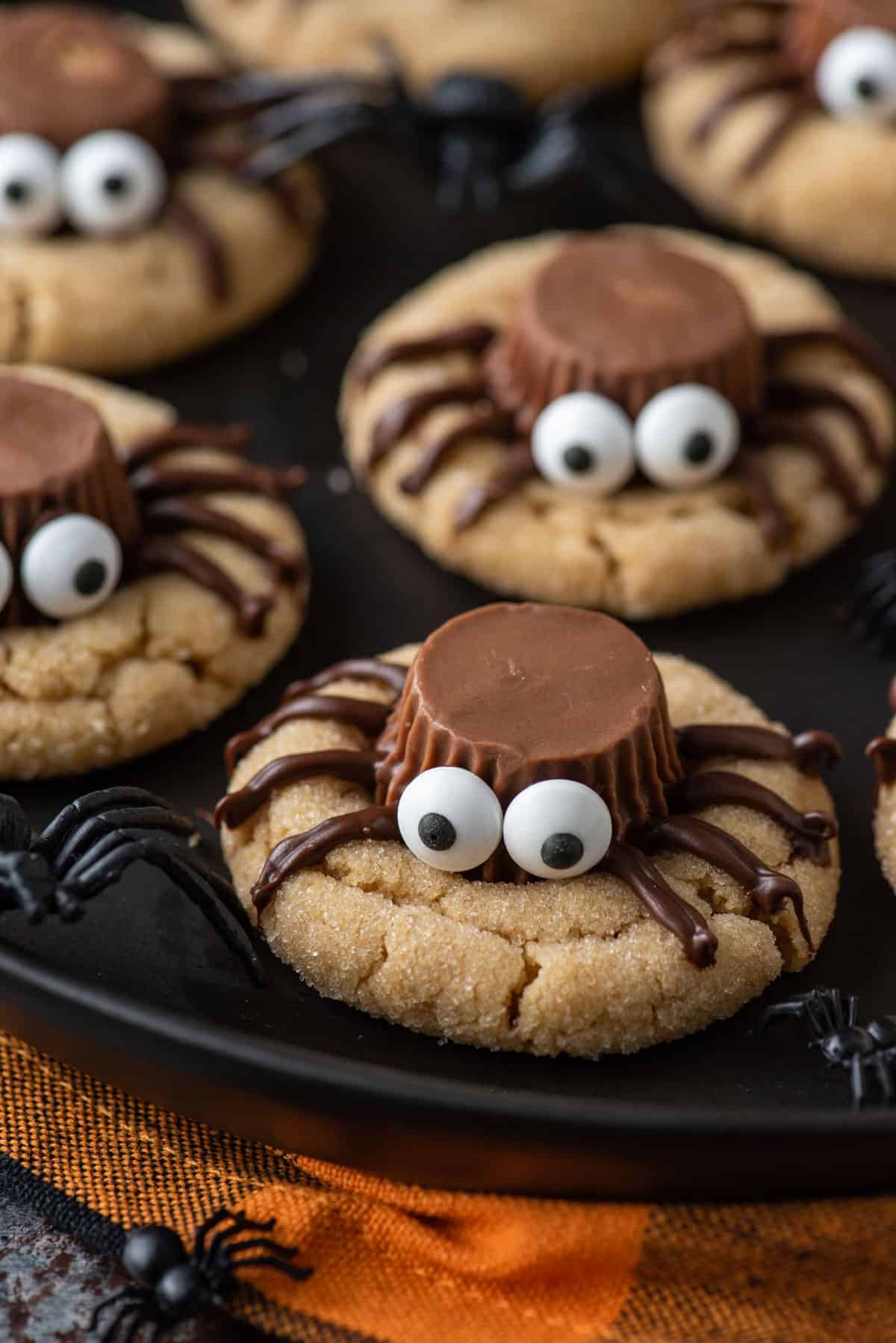 Close up of spider cookies