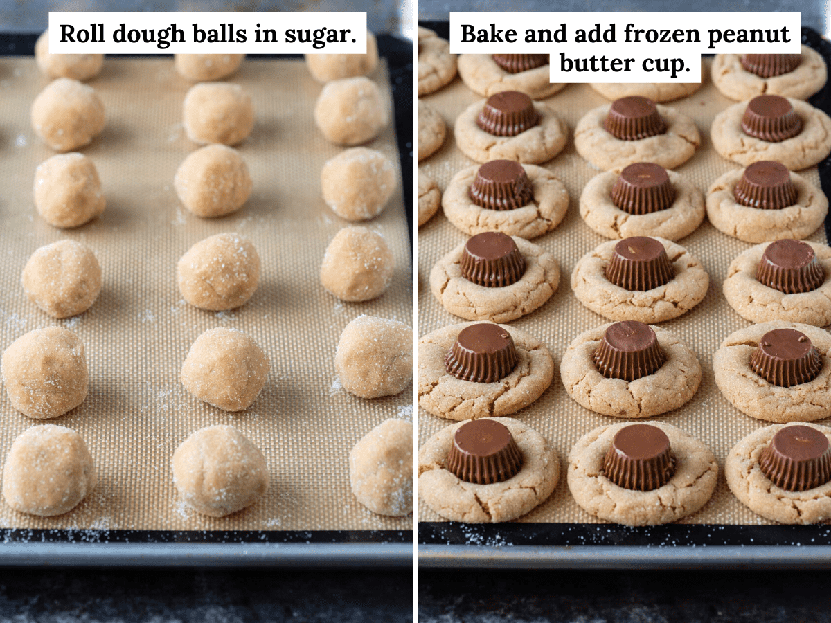 Process shots of how to make peanut butter cookies