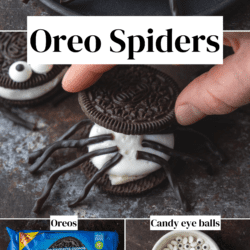 Pinterest graphic with photos of Oreo spiders