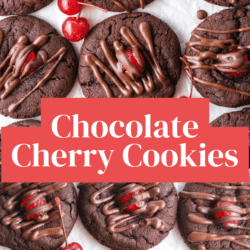 Pinterest graphic with chocolate cherry cookies