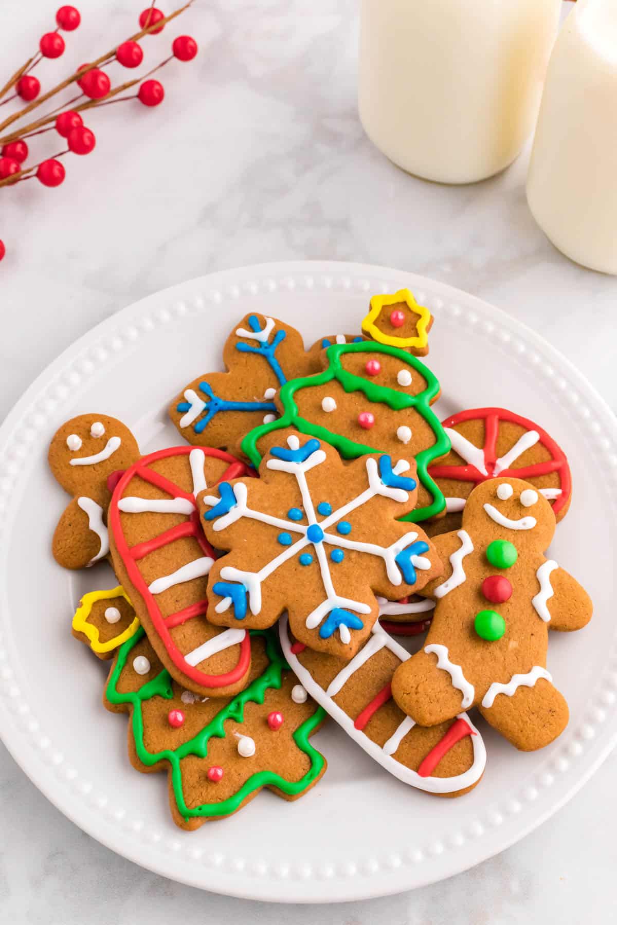 soft gingerbread cookies on white plate