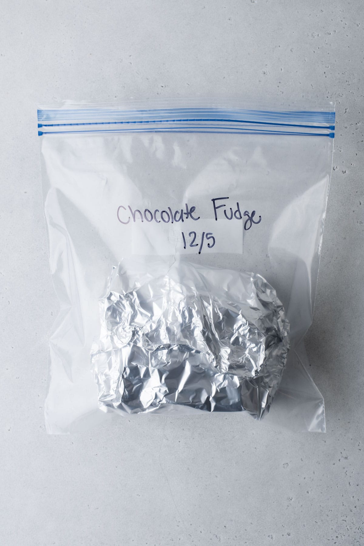 chocolate fudge wrapped for the freezer