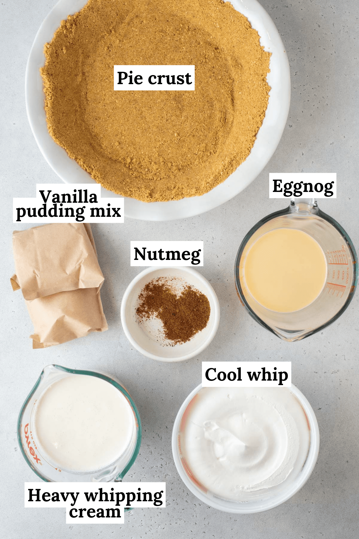 Eggnog pie ingredients