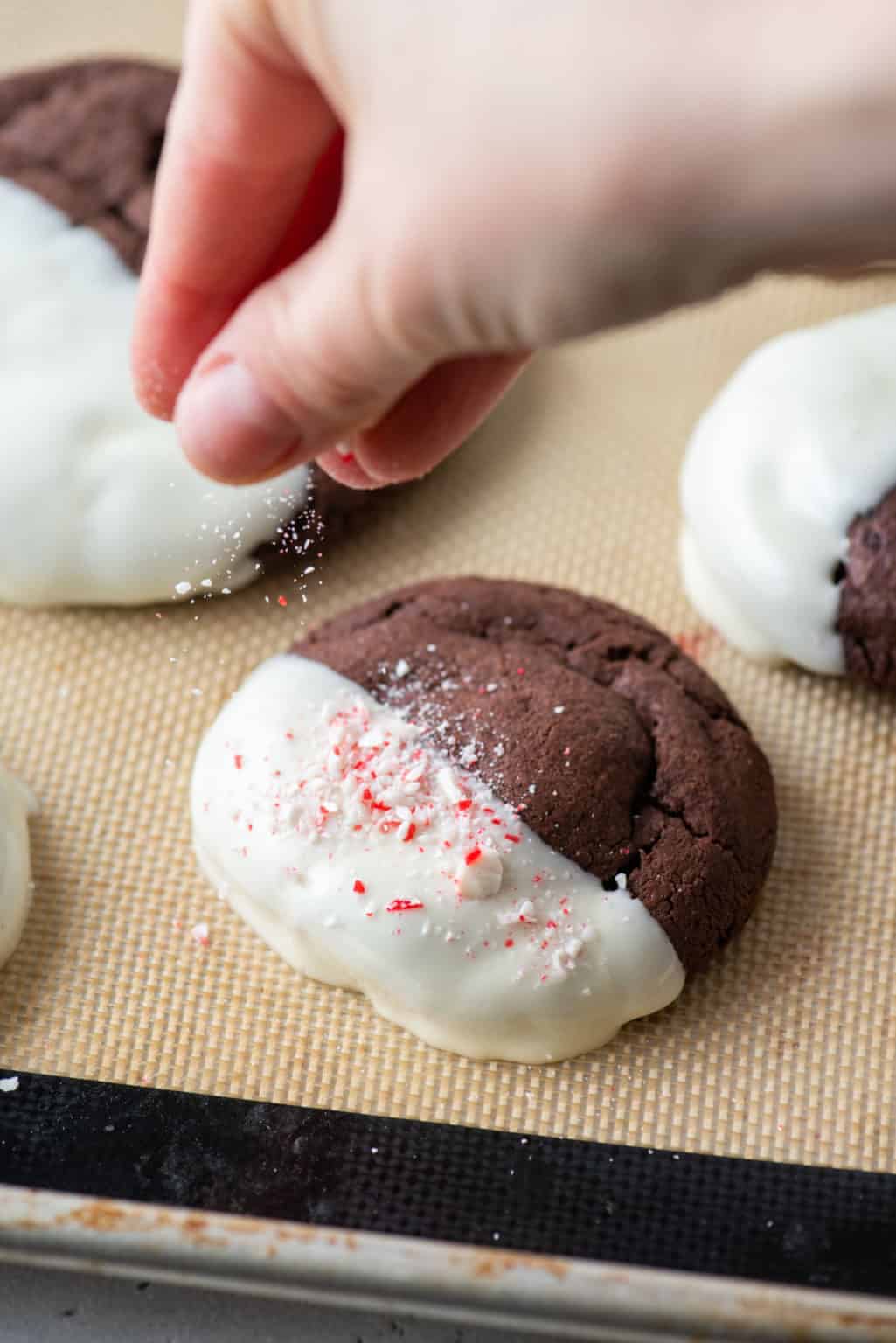 Easy Candy Cane Chocolate Cookies l The First Year