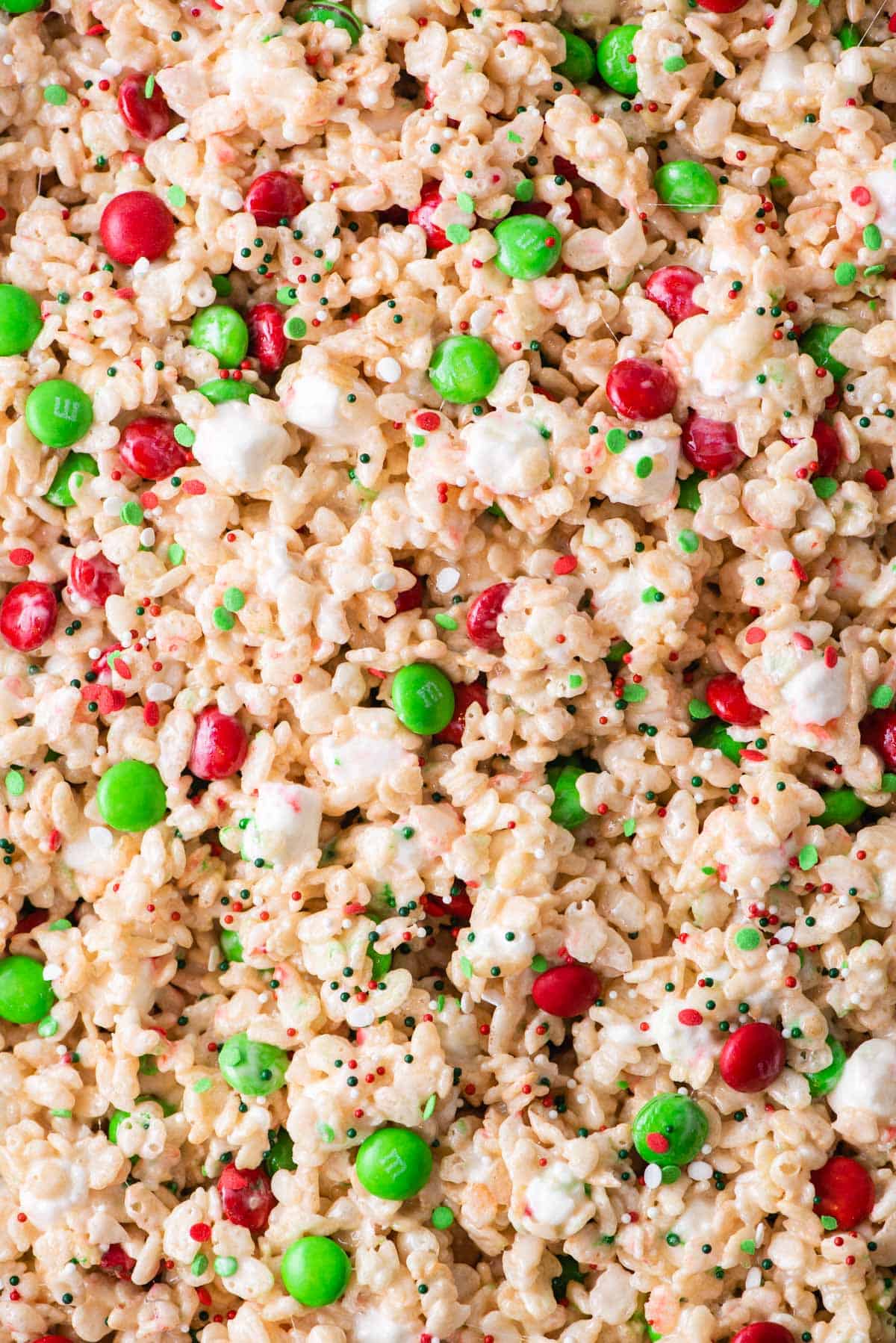 Close-up of holiday Rice Krispie treats