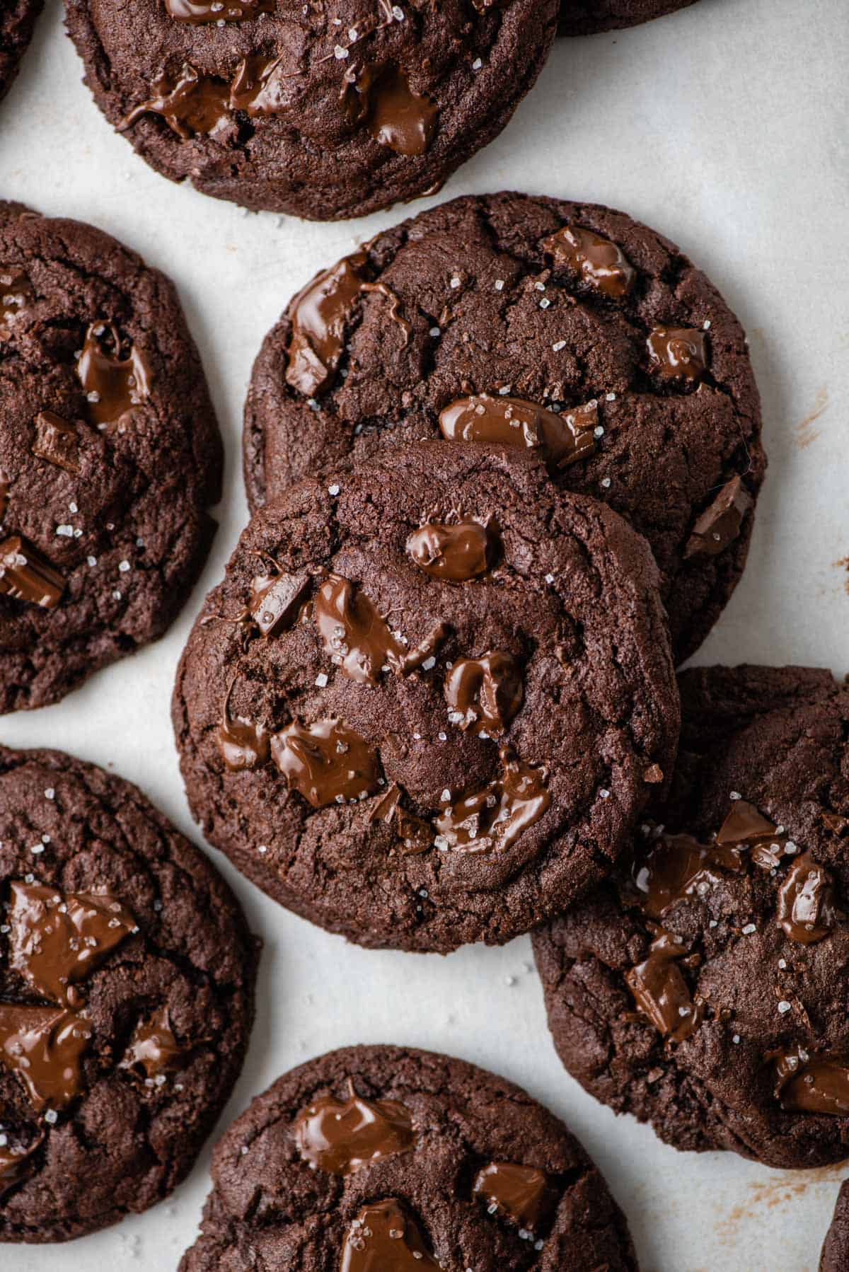 Overhead view of chocolate cookies