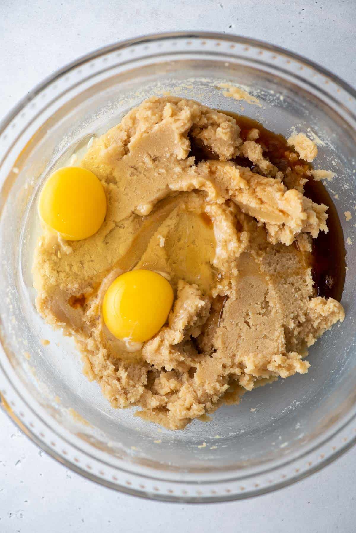 Eggs added to cookie dough