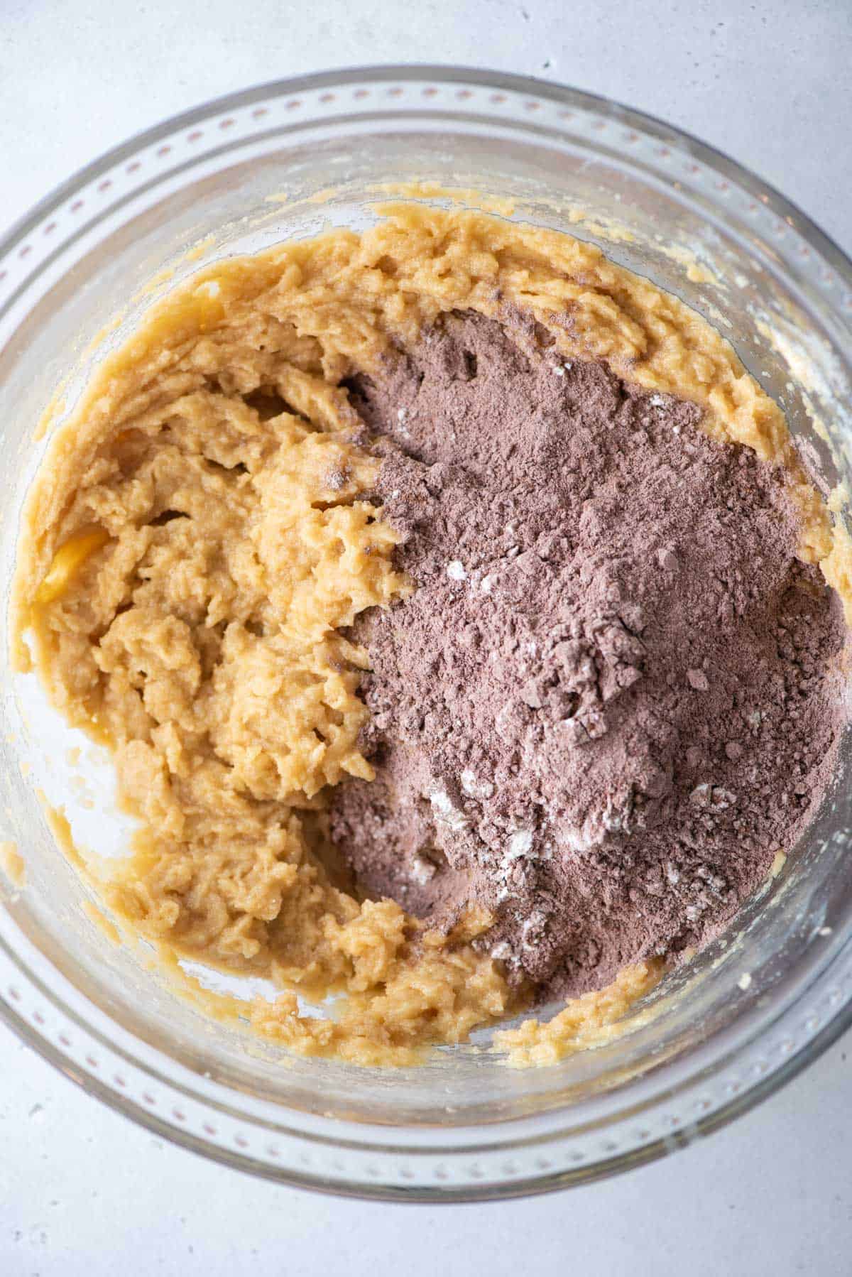 Cocoa powder added to cookie dough