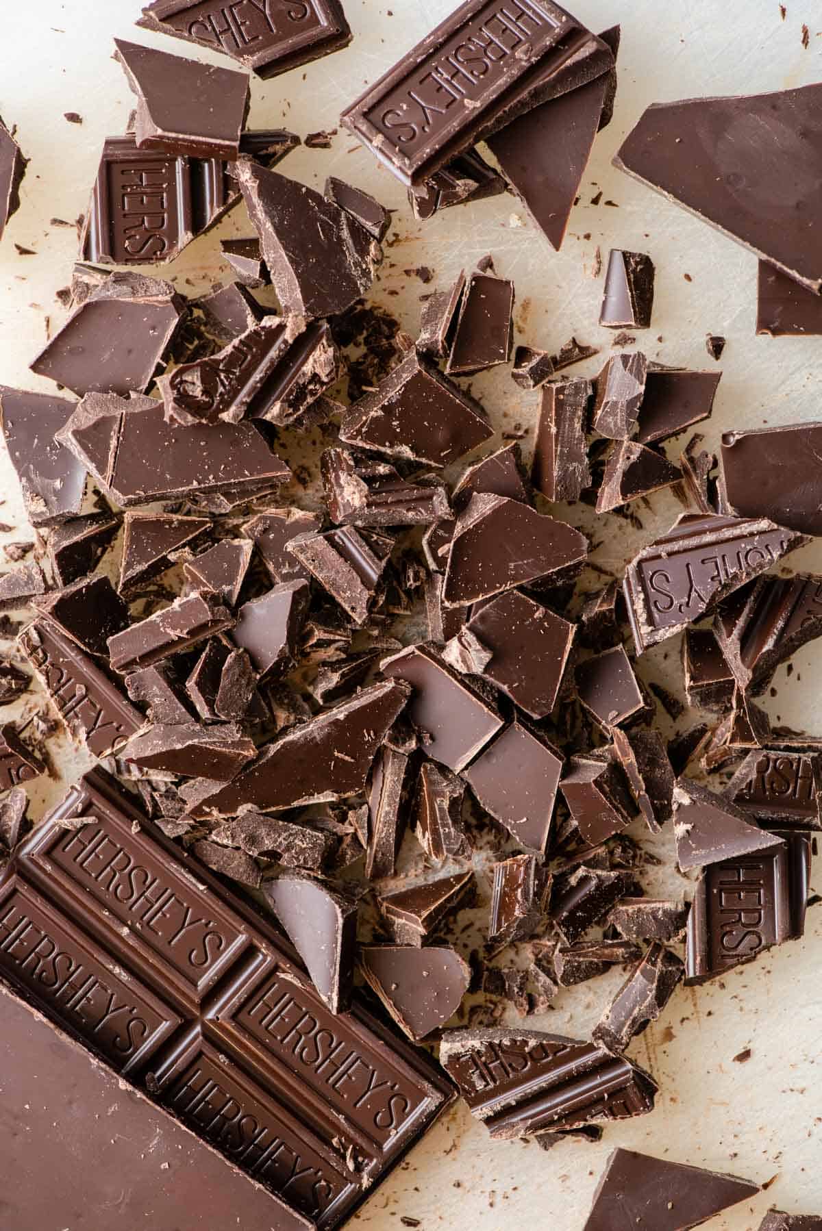 Pieces of chopped chocolate