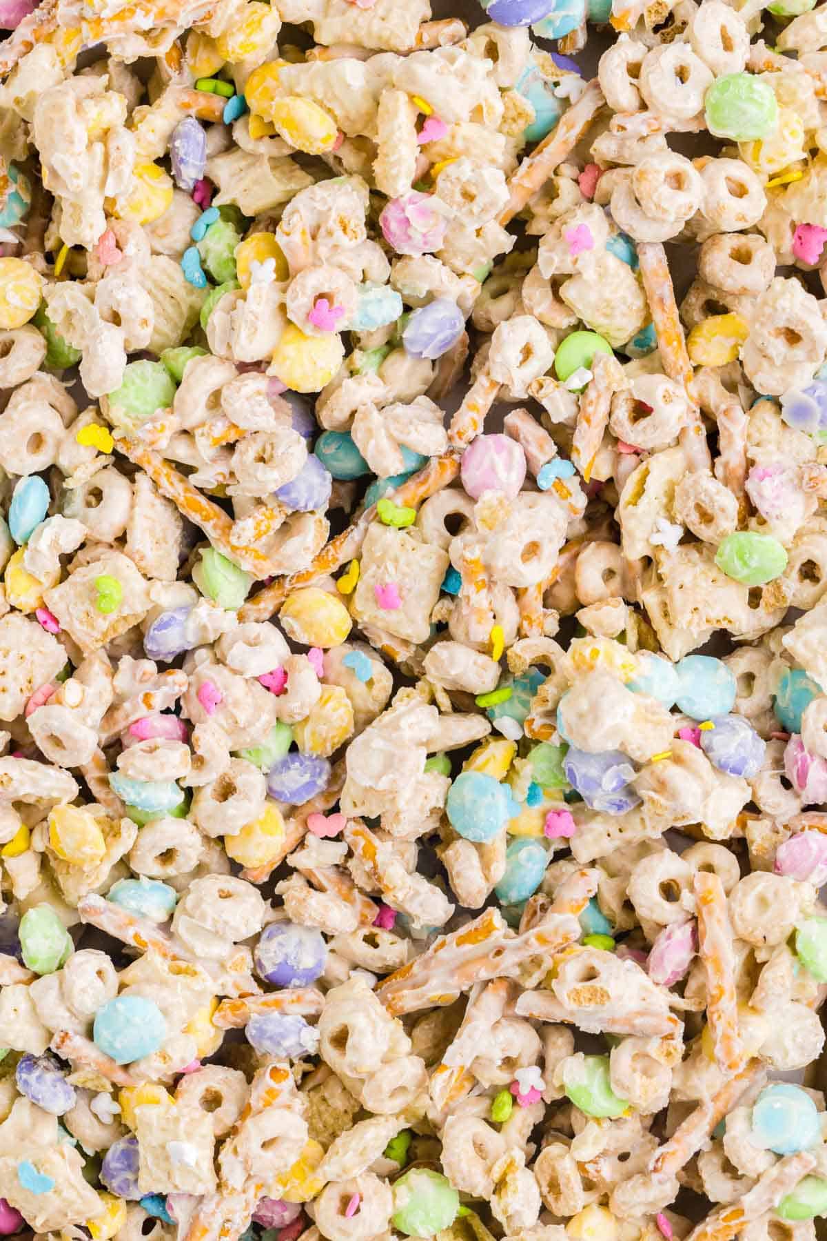 close up of bunny bait snack mix