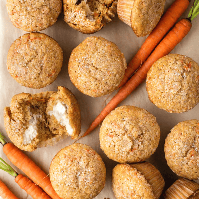 Carrot Cake Muffins with Cream Cheese Filling