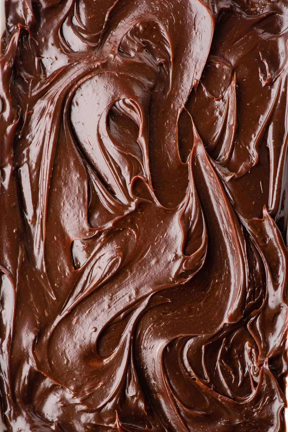 a close up of hot fudge sauce spread on a surface