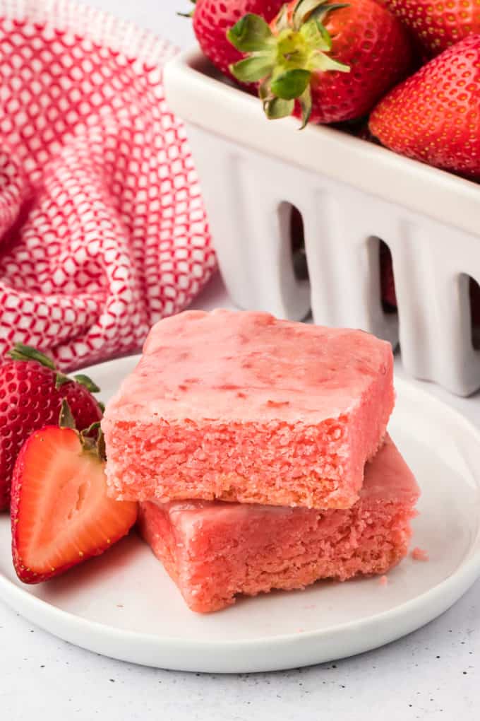 Strawberry Brownies using Cake Mix The First Year