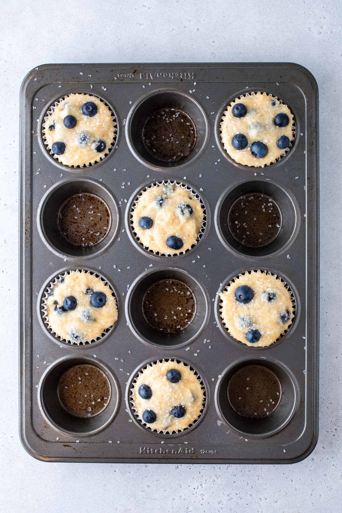 muffin pan filled every other muffin cup with batter