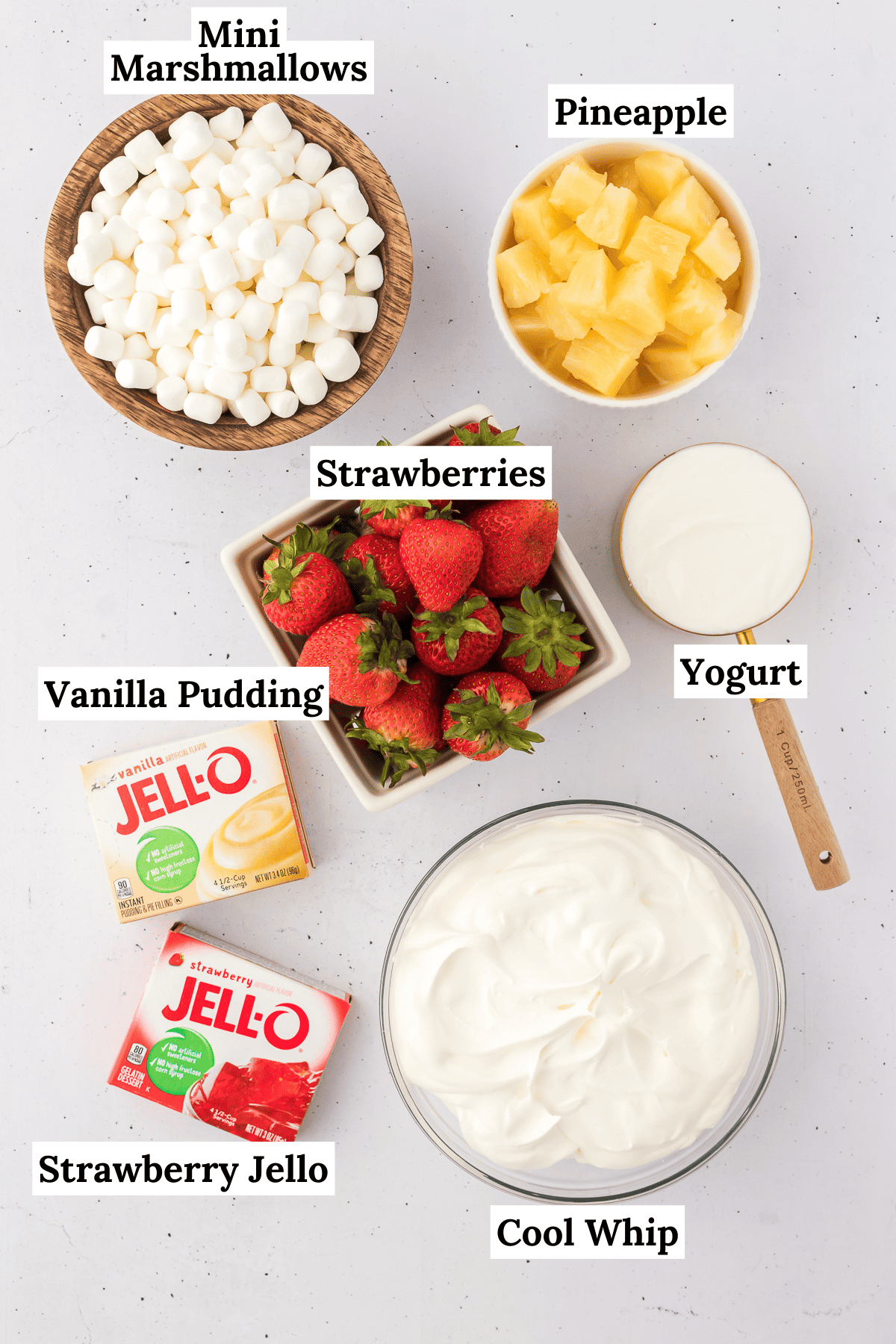 ingredients to make strawberry fluff 